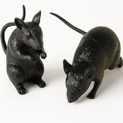 Creepy Crawly Black Rubber Rat Decor - 3 1/4-Inch Halloween Prop