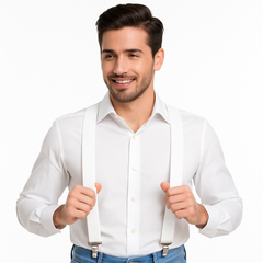 Classic White Adjustable Y-Back Suspenders