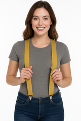 Gold Adjustable Y-Back Suspenders - Perfect for Team Spirit and Everyday Style