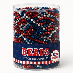 Patriotic Red, White & Blue Bead Necklaces - 50 Pack