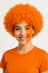 Vibrant Orange Curly Wig - Perfect for Team Spirit and Costume Fun