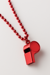 Red Beaded Necklace with Whistle Charm