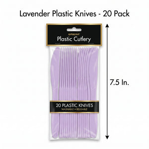 Lavender Plastic Knives - 7.5 In. | 20 Count