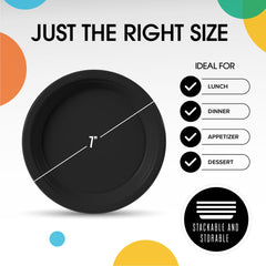 7 in. Black Plastic Plates | 20 Ct.