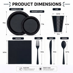 350 pcs disposable tableware set black
