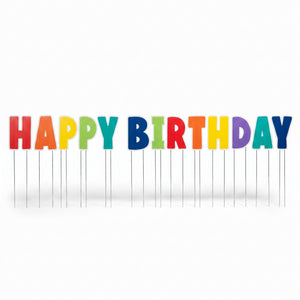 Vibrant "HAPPY BIRTHDAY" Yard Stake Sign Set