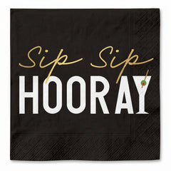 Sip Sip Hooray Cocktail Beverage Napkins, 20-Pack - 5 In. X 5 In.
