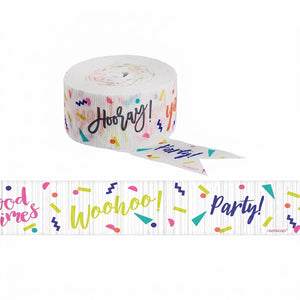 Colorful "Hooray Yay" Crepe Streamers - 81ft