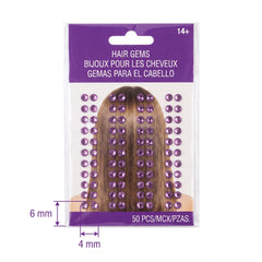 Sparkling Purple Hair Gems Set - 50 Pieces