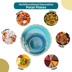 Peacock/Gold Petal Plates | Combo Pack 20/20