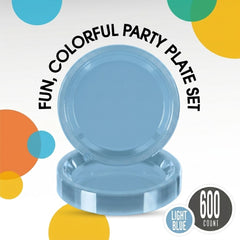 9 in. Light Blue Plastic Plates | Case of 600