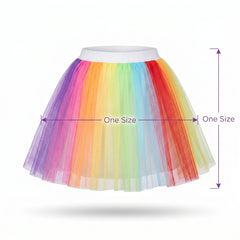 Rainbow Tutu Skirt for Kids - Layered Tulle Costume Accessory with Elastic Waist, Colorful Girls Dance Skirt for Parties, Pride, Halloween, One Size