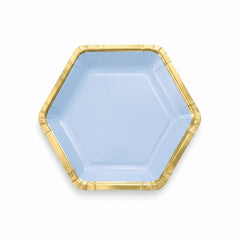 Metallic Ice Blue Hexagon Plates - 7"