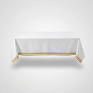 Elegant Gold-Striped Airlaid Table Cover - 54"x102"