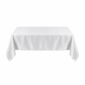 Elegant Metallic White and Silver Fabric Table Cover - 60"x104"