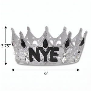 Silver "NYE" Royal Jeweled Crown Tiara for New Year's Eve
