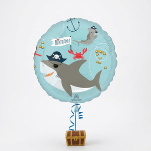 Ahoy Pirate Shark Mylar Balloon - 18-Inch