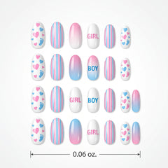 Gender Reveal Baby Shower Faux Nail Set