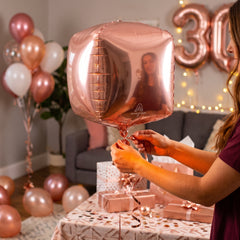 Rose Gold 15-Inch Geometric Foil Balloon Cube