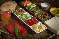 7 In. x 16 In. | White 4 Compartment Plastic Tray | 48 Count