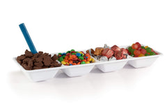 7 In. x 16 In. | White 4 Compartment Plastic Tray | 48 Count
