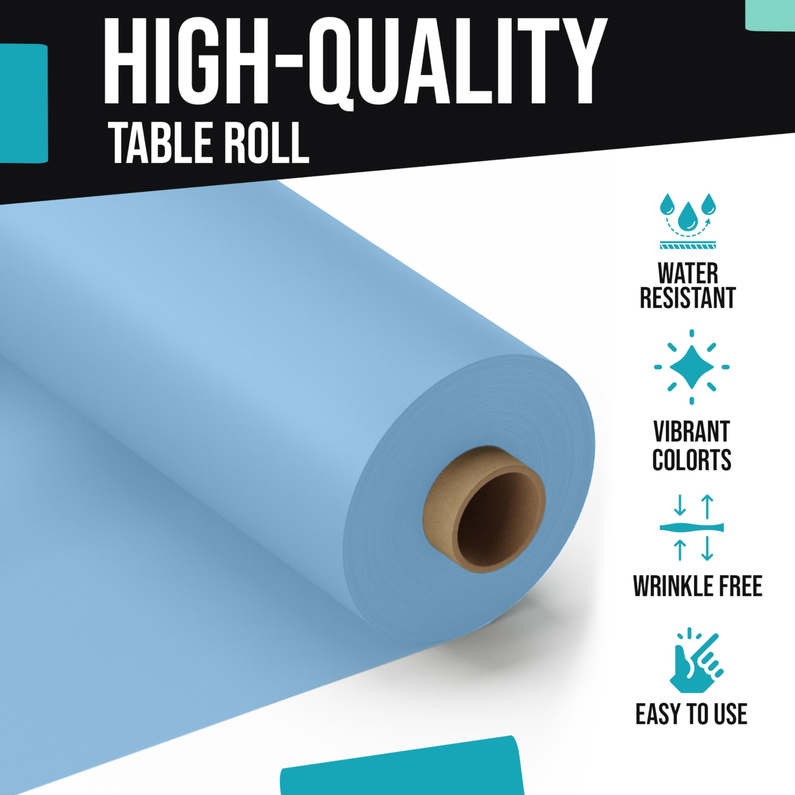 40 In. x 300 Ft. Premium Light Blue Table Roll
