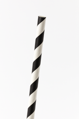 Jet Black Striped Paper Straws - 100 Pack
