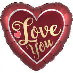 Radiant Sangria and Gold Satin Heart Balloon - Super Shape