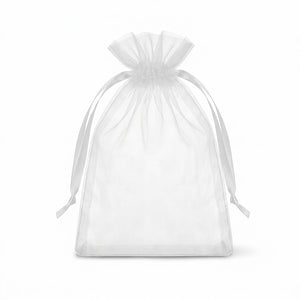 Elegant White Organza Wedding Favor Bags - 12 Pack