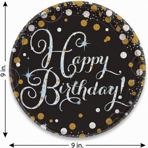 Sparkling Celebration Prismatic Birthday Plates, 9" Round, 8-Pack