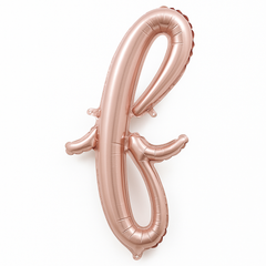 Rose Gold Script Letter "F" Balloon - Air-Filled Foil Decoration