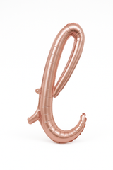 Rose Gold Script Letter Balloon - Lowercase "L", 8-Inch Foil, Air-Filled