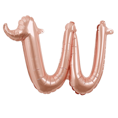 Rose Gold Script Letter Balloon - W, 8-Inch Air-Filled
