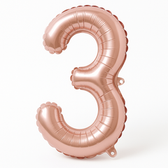 Rose Gold Script Number 3 Balloon - 8-Inch Air-Filled Foil