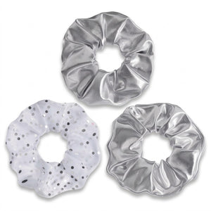 Silver Hair Scrunchies - 3 Pack