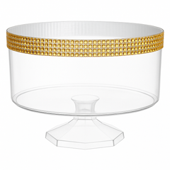 Gold Gem Trimmed Plastic Trifle Bowl