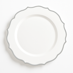 Elegant 10.5" Premium Plastic Dinner Plates with Silver Trim - 20 Pack