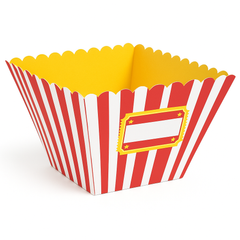 Movie Night Popcorn Paper Bowls, 8-Inch, Red and White Stripes, 3-Pack