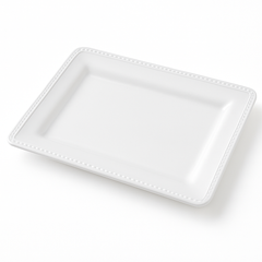 Elegant White Beaded Melamine Serving Tray - 16 Inch