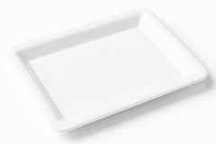 Elegant White Rectangular Plastic Serving Tray - 9" x 14.25"