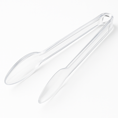 12" White Plastic Serving Tongs