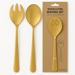 Elegant Gold Spoon and Fork Serving Set