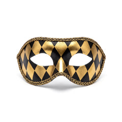 Harlequin Masquerade Mask, Black & Gold