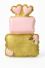 Elegant Wedding Cake Air-Filled Foil Balloon - Gold & Pink