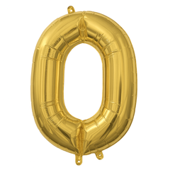 Gold Foil Number "0" Balloon - Air Filled Mylar Party Decoration
