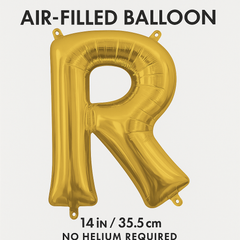 Gold Foil Letter "R" Air-Filled Balloon