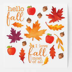 "Hello Fall" Vinyl Window Decor Clings - 18 Pack