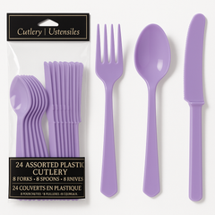 Lavender Assorted Plastic Cutlery Set