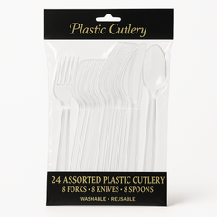 Clear Assorted Plastic Cutlery Set - 24 Pieces