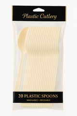Vanilla Creme Plastic Spoons - Pack of 20